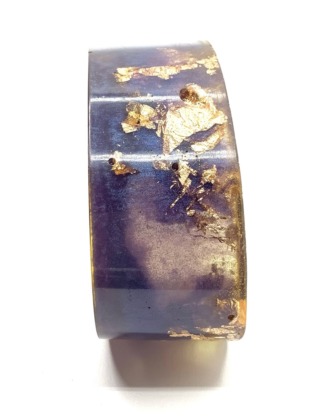 Blue Resin Bangle with Gold Leaf Accents